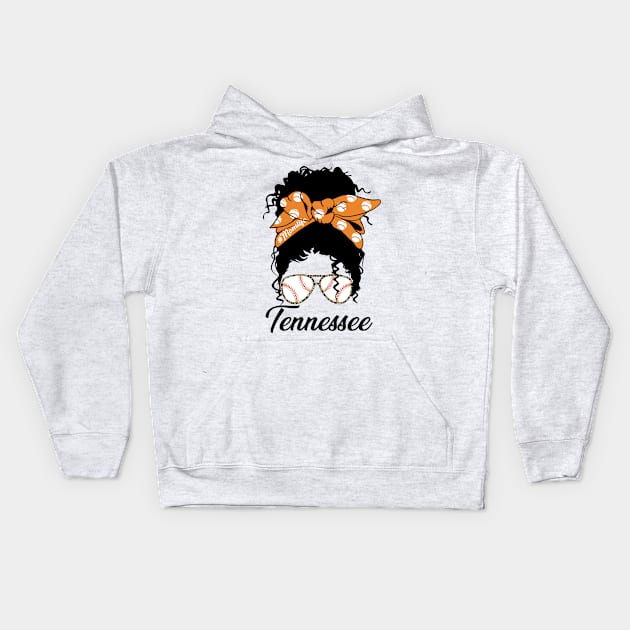 Tennessee Messy Bun Baseball Players Fans I Love Tennessee Kids Hoodie by Jhon Towel